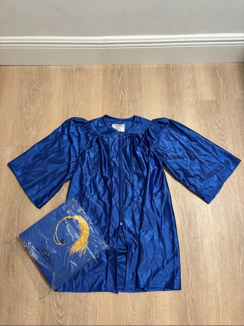 Kids Royal Blue Graduation Gown with Gold Tassel